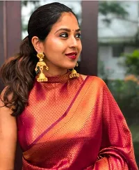 Stylish Red Banarasi Silk Women Saree with Running Blouse For Women-thumb2