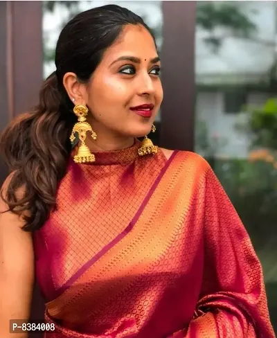 Stylish Red Banarasi Silk Women Saree with Running Blouse For Women-thumb3
