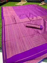 Stylish Purple Banarasi Silk Women Saree with Running Blouse For Women-thumb2