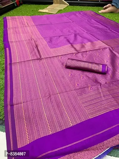 Stylish Purple Banarasi Silk Women Saree with Running Blouse For Women-thumb3