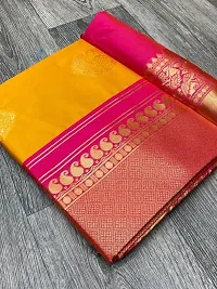 Soft Lichi Silk Jacquard Work Saree with Blouse piece-thumb3