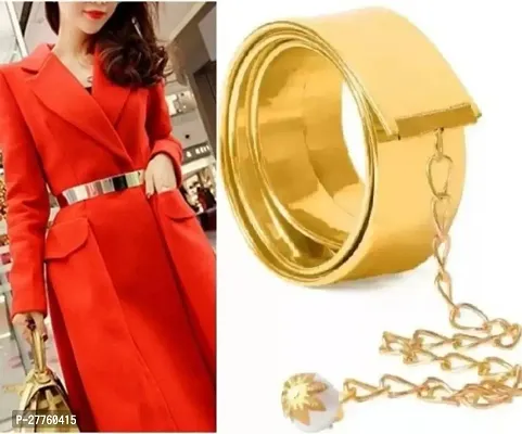 Women Casual, Party, Formal, Evening Gold Fabric Belt-thumb2