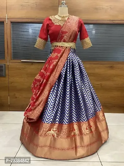 New Trendy Party Wear Half Saree With Blouse and Dupatta-thumb2