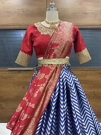 New Trendy Party Wear Half Saree With Blouse and Dupatta-thumb2