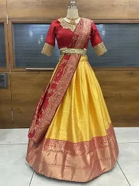 New Trendy Party Wear Half Saree With Blouse and Dupatta-thumb1