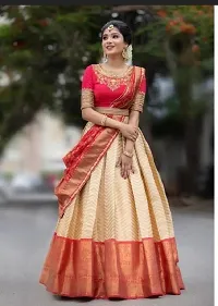 New Trendy Party Wear Half Saree With Blouse and Dupatta-thumb1