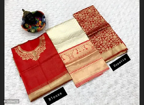 New Trendy Party Wear Half Saree With Blouse and Dupatta-thumb3