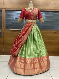 New Trendy Party Wear Half Saree With Blouse and Dupatta-thumb1