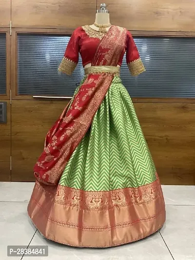 New Trendy Party Wear Half Saree With Blouse and Dupatta-thumb2