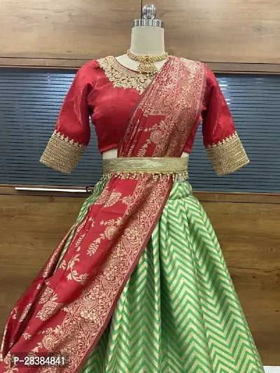 New Trendy Party Wear Half Saree With Blouse and Dupatta-thumb3