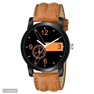 LR_Analog  Black Dial Leather Tan Belt Premium Wrist Watch For Men And Boys Analog Watch - For Men-thumb0