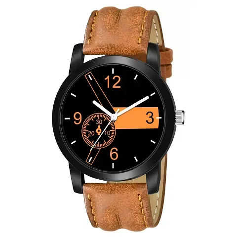 Stylish Brown Synthetic Strap Analog Watches for Men