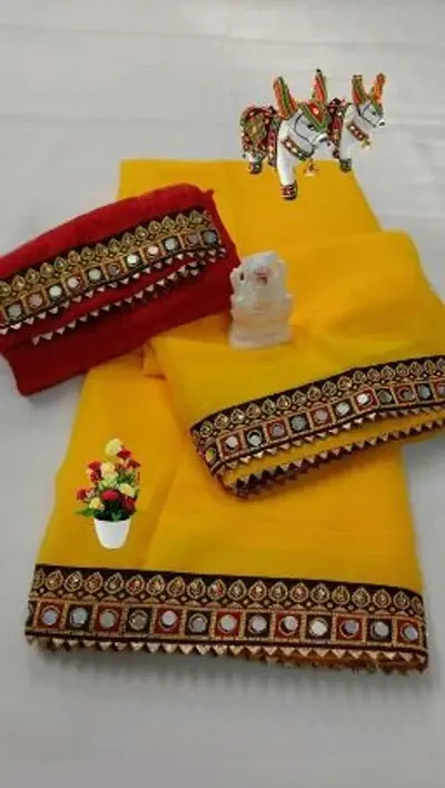 Georgette Embellished Sarees with Blouse Piece