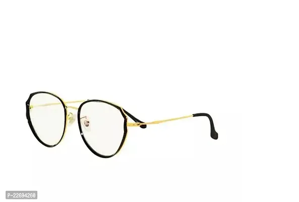 Optexia Round Shape Black With Golden Tr Frame With Metal Sides Unisex Women Men Spectacles