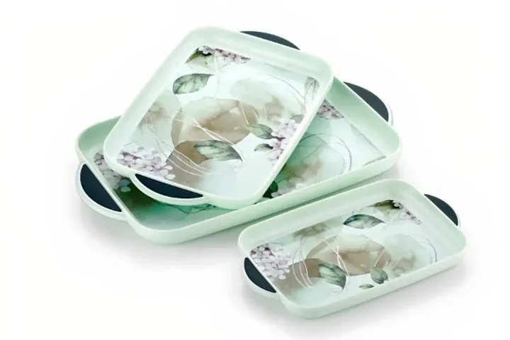 Serving Tray Unbreakable  Pack Of 3 BIG TRAY  40*25 CM, MEDIUM TRAY  34*21 CM, SMALL TRAY 26*16CM Tray  (Pack of 3)