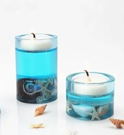 Glass Candle Holder with Wax Candle  for Diwali and Christmas Decoration