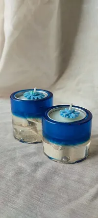 Glass Candle Holder with Wax Candle  for Diwali and Christmas Decoration