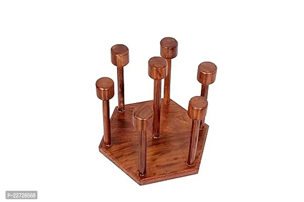 Useful Glass Holder for 6 Glasses Sheesham Wood Glass Stand for Kitchen Dining Table Glass Holder Round Glass