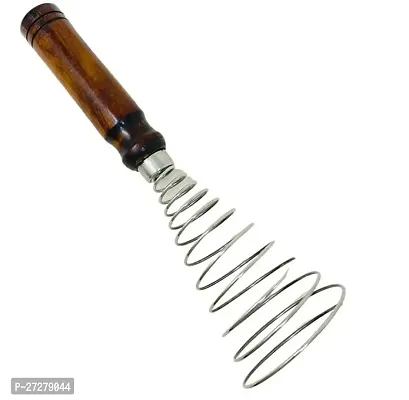 Stylish Stainless Steel Egg Beater, Wire Spiral Whisk With Wooden Handle, 8 Inch-thumb0