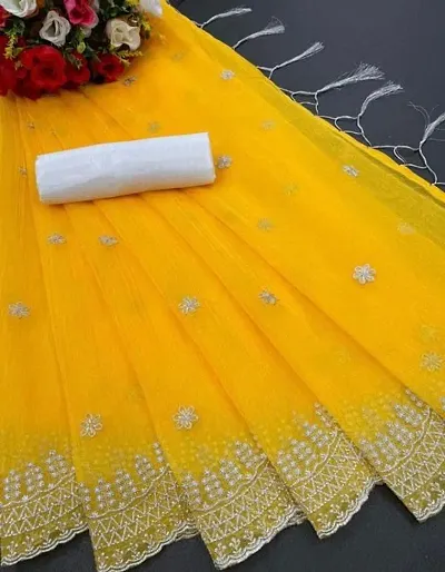 Must Have Organza Saree with Blouse piece 