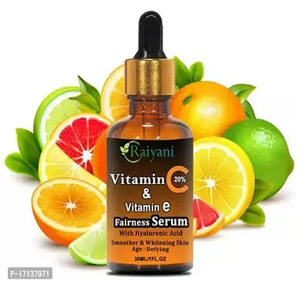 Raiyani 20% Vitamin C With Vitamin E Face Serum For Smoother and Brighter Skin Age Defying Whitening Serum (30 Ml)