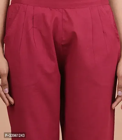 Women Casual Cotton Regular Fit Maroon   Trouser Pant-thumb4