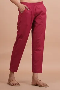 Women Casual Cotton Regular Fit Maroon   Trouser Pant-thumb2