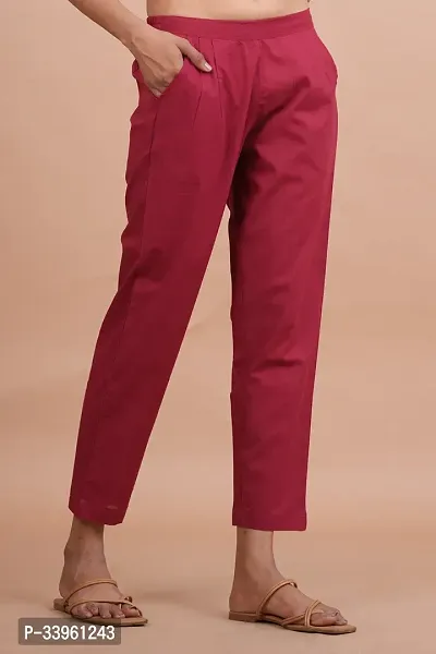 Women Casual Cotton Regular Fit Maroon   Trouser Pant-thumb3