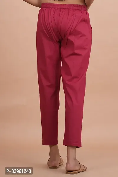 Women Casual Cotton Regular Fit Maroon   Trouser Pant-thumb2