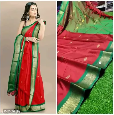 Embroidered Paithani Cotton Silk Saree with blouse.