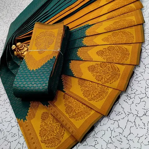 Silk Blend Woven Design Sarees with Blouse Piece