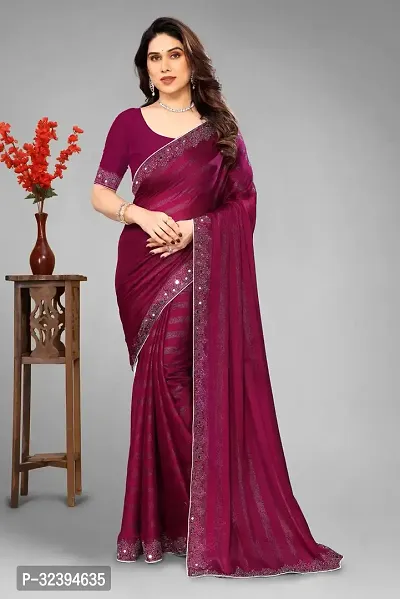 Elegant Magenta Chiffon Saree with Blouse piece For Women