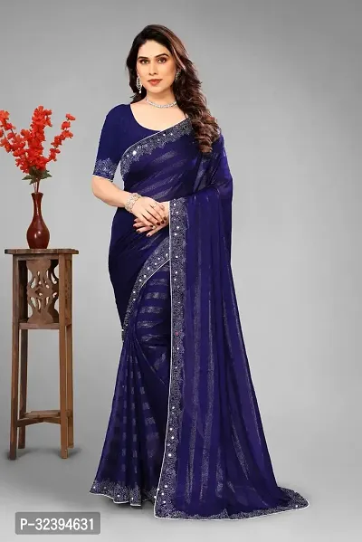 Elegant Blue Chiffon Saree with Blouse piece For Women