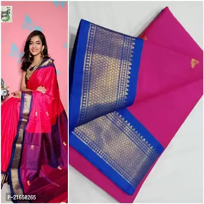 Embroidered Paithani Cotton Silk Saree with blouse.-thumb0