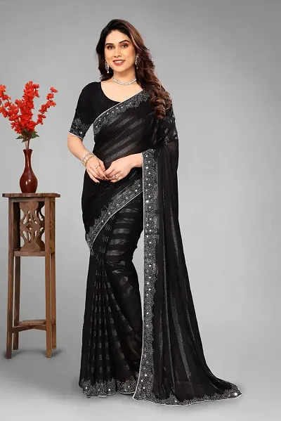 Glamorous Chiffon Saree with Blouse piece 