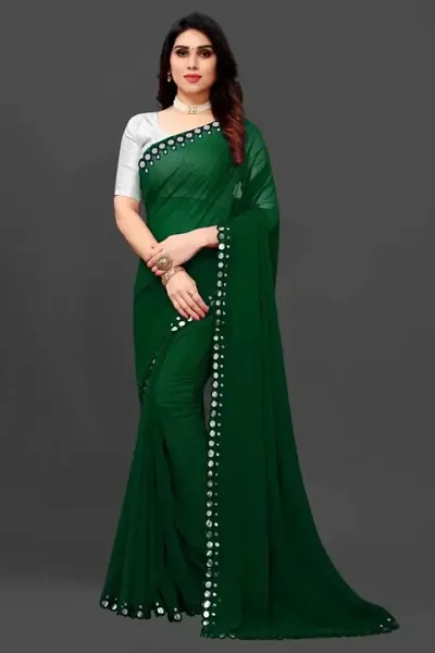 Lace Work Georgette Sarees With Blouse Piece