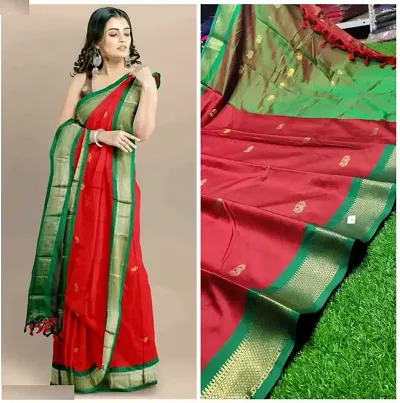 Cotton Silk Woven Design Paithani Sarees with Blouse piece