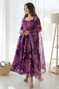 Stylish Georgette Printed Gown with Dupatta for Women-thumb1