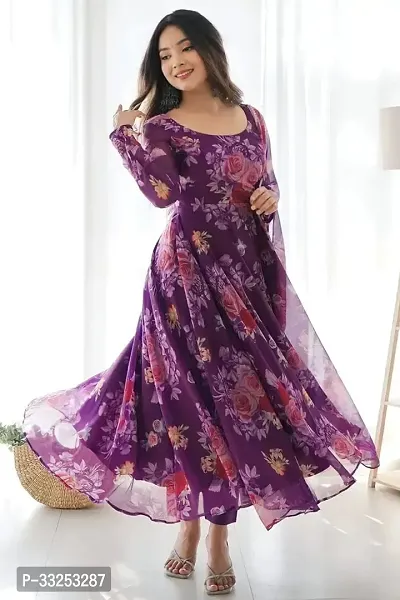 Stylish Georgette Printed Gown with Dupatta for Women-thumb5