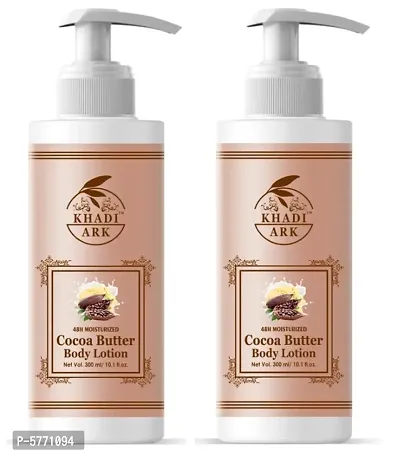 Khadi Ark Cocoa Butter Body Lotion Moisturizer for Soft  Smooth Skinnbsp;(Pack of 2, 300 ml Each) 600 ml-thumb0