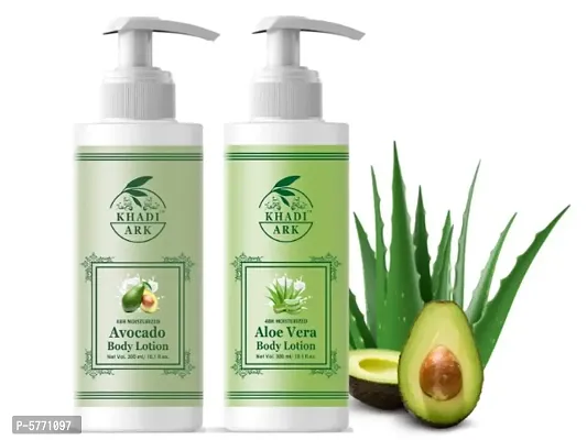 Khadi Ark Aloe vera  Avocado Body Lotion Moisturizer for Soft  Smooth Skin (Pack of 2,&nbsp;300 ml Each) (600 ml)