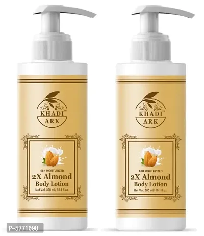 Khadi Ark Almond Body Lotion Moisturizer for Soft  Smooth Skin&nbsp;(Pack of 2, 300 ml Each) 600 ml