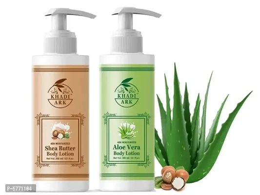 Khadi Ark Aloe Vera  Shea Butter Body Lotion Moisturizer for Soft  Smooth Skin (Pack of 2,&nbsp;300 ml Each) (600 ml)