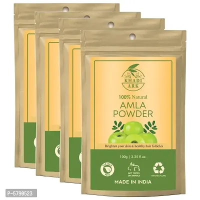 Khadi Ark 100% Natural Amla Powder Anti Dandruff  Anti Hair Fall Hair Care Powder (Edible) (Pack of 4, 100 GM Each) (400 GM)