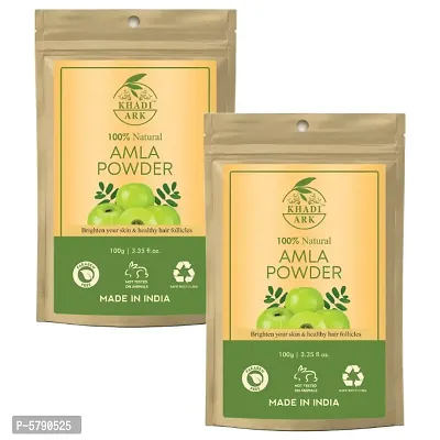 Khadi Ark 100% Natural Amla Powder Anti Dandruff & Anti Hair Fall Hair Care Powder (Edible) (Pack of 2, 100 GM Each) (200 GM)-thumb0