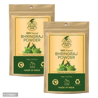 Khadi Ark Bhringraj Powder for Strong & Healthy Hair (Pack of 2, 100 GM Each) (200 GM)