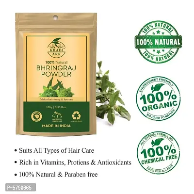 Khadi Ark Bhringraj Powder for Strong & Healthy Hair (Pack of 3, 100 GM Each) (300 GM)-thumb2