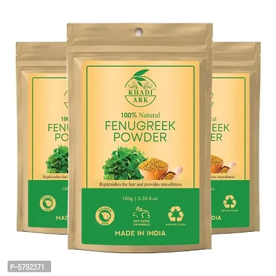 Khadi Ark 100% Pure Natural Fenugreek Powder for All types of Hair & skin (Pack Of 3, 100 GM Each) (300 GM)