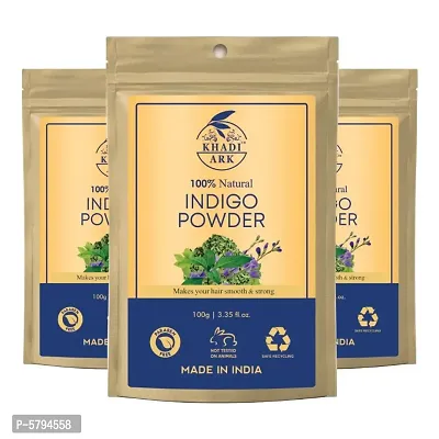 Khadi Ark Herbal Indigo Hair Care Powder (Pack of 3, 100 GM Each) 300 GM