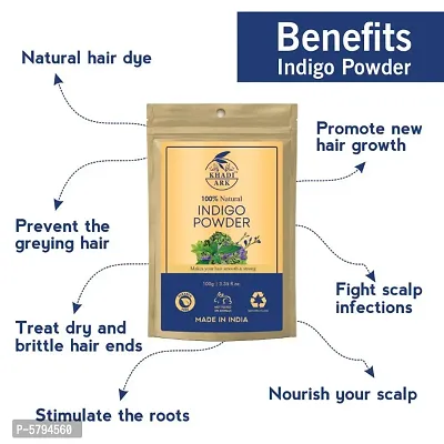 Khadi Ark Herbal Indigo Hair Care Powder (Pack of 5, 100 GM Each) 500 GM-thumb3